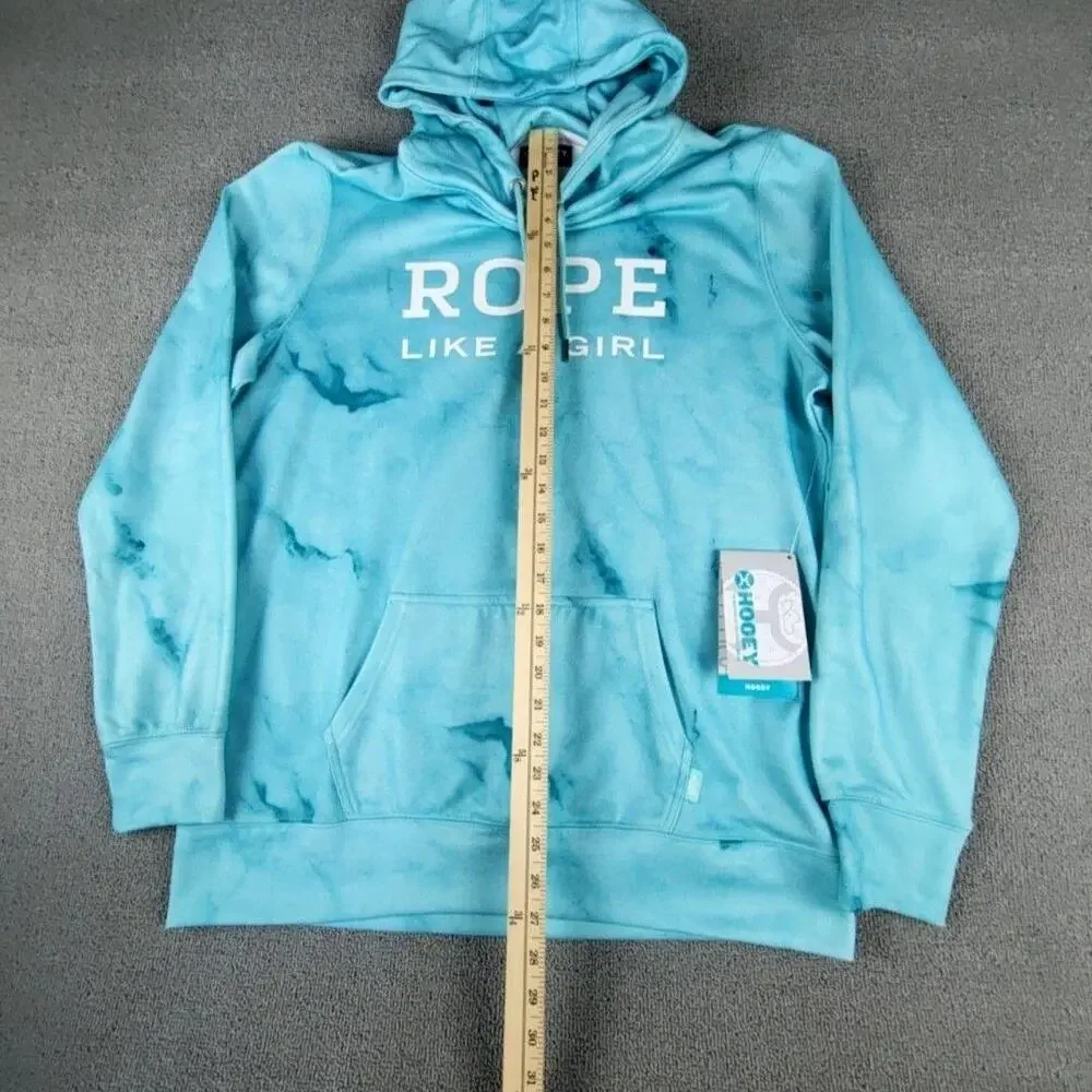 Hooey Hoodie Sweatshirt Womens XL Blue Rope Like A Girl Marble Fleece Pullover